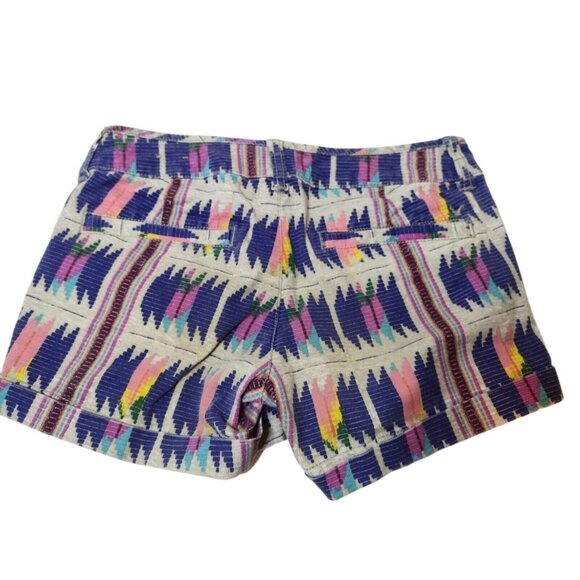 American Eagle Midi Stretch Cuff Shorts Size 00 Southwest Aztec Pockets Tribal - Picture 9 of 9